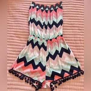Chevron Strapless Romper